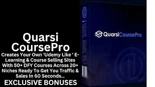 Quarsi CoursePro Review || Creates Your Own 'Udemy Like'E-Learning & Course Selling Sites || Bonuses