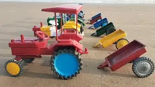 Mini red colour and Swaraj mini tractor tyres fitting and moving at beach 🏖️