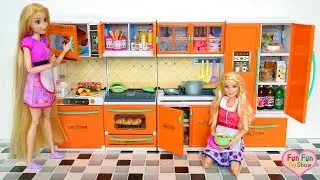 Barbie doll New Kitchen Opening - Barbie Toy Dapur boneka Barbie Boneca Cozinha