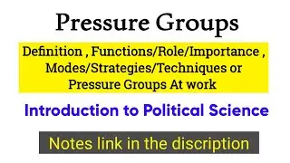 Pressure Groups || Definition | functions/role | strategies/techniques
