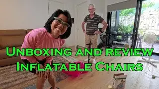 Unboxing the inflatable chair for the beach or patio