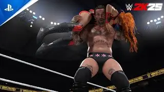 WWE 2K25 (PS5) - AJ Lee & CM Punk vs Becky Lynch & Seth Rollins - Mixed Tag Match - WrestlePalooza