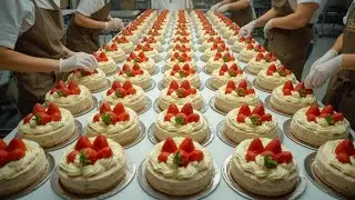 Strawberry Explosion Cake! Filled with Fresh Strawberries &ndash; Korean Street Food