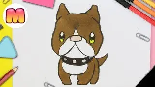 COMO DIBUJAR UN PERRO PITBULL KAWAII PASO A PASO | Dibujo fácil de Perrito