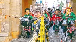 Reutlingen Fasnet. Gruppen Neuhausen Bruggaklopfer, Ditzingen Titzo, LuKa-Killer, Ergenzingen. 4K.