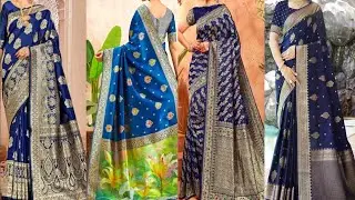 Navy Blue Royal Designer Party Wear Silk Saree 2026 | Party Wear Blue Silk Saree Collection 