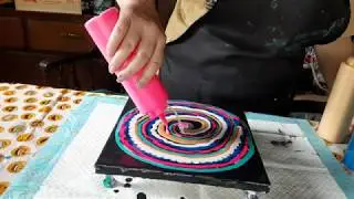 (68) Spiral flower reverse dip on 10X10 canvas. Inspired by Fiona Art.