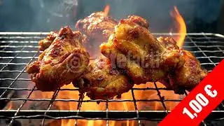 Flame-Grilled Chicken Wings on the Grill &ndash; BBQ Stock Footage (HD 1080p)