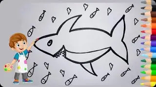 Shark Learn Drawing #shark #sharkart #sharks #sharkfamily #art #how #drawing #animal #kids #draw