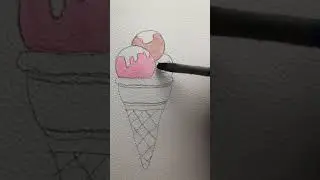 watercolour ice cream cone #shorts #art #drawing #subscribe #cool #watercolor #doodle