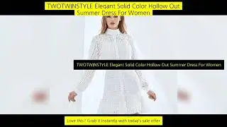 Twotwinstyle Elegant Solid Color Hollow Out Summer Dress For Women Long Sleeve