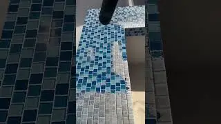 Sandblasting to remove calcium from pool tiles.🏊&zwj;♂️🏊&zwj;♀️