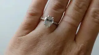 2ct Lab Grown Diamond Ring, Unique 14k Gold Promise Ring for Her, Vintage Pear Engagement Ring