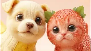 Banana Dog’s Morning Routine 🍌🐶 | With a Strawberry Cat Friend 🍓🐱  |Fruit Baby ASMR