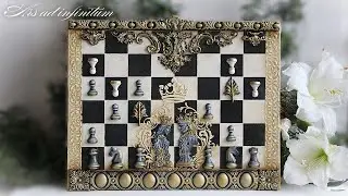 Decoupage on canvas. A panel inspired by chess.  / Decoupage na płótnie. Panel inspirowany szachami.