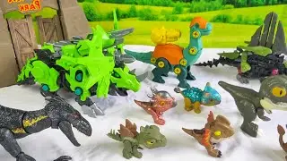 Let's Review dinosaurs Robot Mozasaur, Triceratop, stegosaur, parasaurolopus, Velociraptor, T-Rex 34