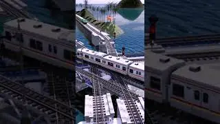 Long Train Crashes on Overpass #train #railway #railroad #automobile