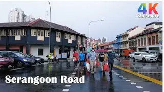 [4K] Singapore Serangoon Road Drizzling Rain Walking Tour (July 2021) 🎧 Binaural Sound