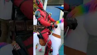 Deadpool on his unicorn 🦄 #deadpool #deadpool3 #byebye #Marvel #disneycaliforniaadventure
