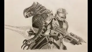 Halo 3 drawing - Master Chief and Arbiter sketch