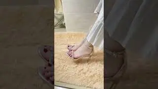 Silver High Heels 👠 + Red Toenails 💅 | Stunning Contrast & Chic Elegance  #chictoes #foot #footglow