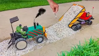 Diy mini truck making road with heavy truck | science project working model | real action build