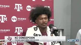 Texas A&M's KC Concepcion speaks prior to Utah State matchup