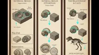 كيف تكون القوالب والنماذج (Molds and Casts) أنماط حفظ الأحافير