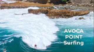Surfing the 4ft Avoca Point Swell! 4K Drone footage