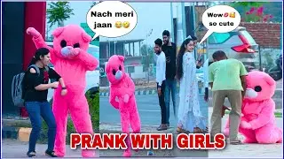 🤣Teddy Bear Prank🤣and Dance with Cute Girl's❤️ Part-4 | Mr comedy Racer|pink teddy| Prank on people
