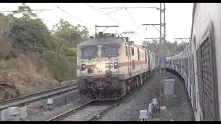 Simply Great Parallel Run In Bhor Ghats Between Udyan Express & 12Car Mumbai Csmt Local Train !!!!!!