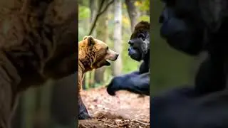 Gorilla vs Bear fighting between each other #ai #animals #animation #shortsfeed