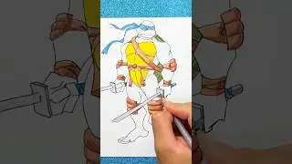 Creating Leonardo Fan Art: TMNT Ninja Turtles Drawing! #drawing  #shorts #viral