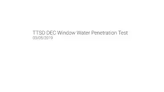CCHS - Window Field Test for Water Penetration