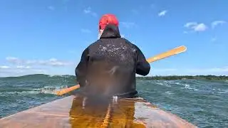 Choppy surf with a Greenland Skin On Frame kayak in the Flaka bay, &Aring;land