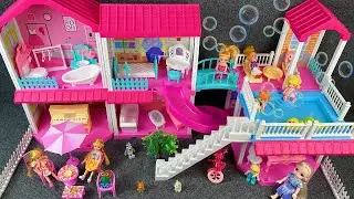 10 Minutes Satisfying with Unboxing Pink Princess Villa House Toy Set Review Toys | ASMR