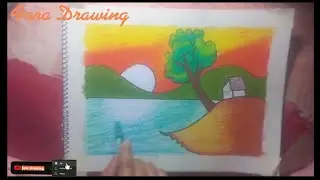 Drawing Sunset Scenery In The Lake For Beginners With Oil Pastel  How To Draw Easy Scenery@fara0739