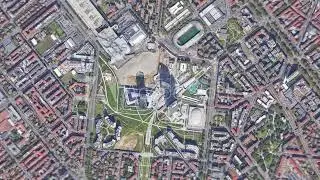 Zoom earth in from space and focus on Italy, Milan. 3D Animation. Background for travel intro.