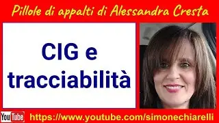 PILLOLE DI APPALTI di Alessandra Cresta - CIG E TRACCIABILITA'