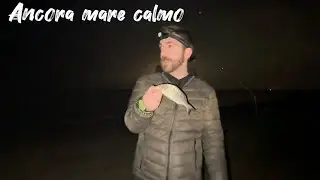 In spiaggia in inverno con mare calmo/ mormore e allenamento.