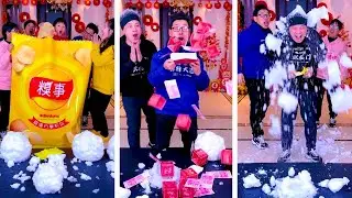 Family Games丨snowball Blind Box Challenge, Be Careful Of Snowballs Hitting Your Face!