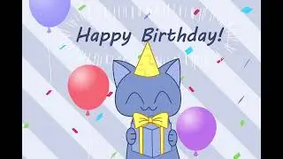 Happy Birthday GIF With Sound - Blue Cat Brought You a Present