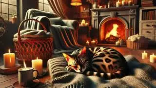 Bengal Cat Sleeping 🐾 Cozy Fireplace ASMR for Deep Relaxation and Sleep