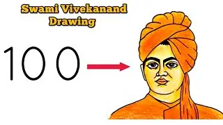 How to Draw Swami Vivekananda Using 100 Number | Amazing Number Art Drawing