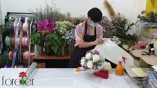 Flower Delivery Phuket by Forever Florist Thailand Send White Roses & Alstroemeria Same Day Delivery