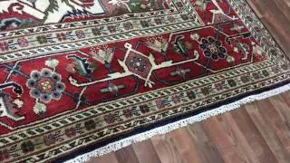 Red, Beige and Navy Serapi Oriental Oversized Rug 12'X15' - W 684