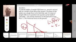 STATIC EQUILIBRIUM OF A LADDER LEANING ON A SMOOTH WALL AND ROUGH GROUND