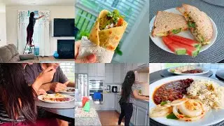 WEEKEND FULL DAY ROUTINE😋WHOLE DAY MEAL IDEAS🥙LIVING ROOM CURTAINS DECOR/NEW 🏡 OFFICE NOOK