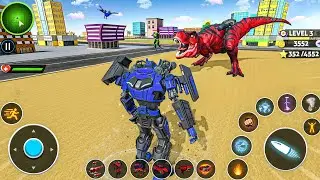 Dino Robot Jet Bike Car Transformation Robot Game Blue Dinosaur Robot in City - Android Gameplay