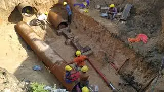 800 mm dia MS PIPE PUSHING BY HYDRAULIC JACKING METHOD FOR UNDERGROUND RAILWAY CROSSING WORK